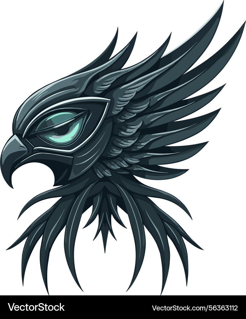 Mystical bird design with sharp angular feathers Vector Image