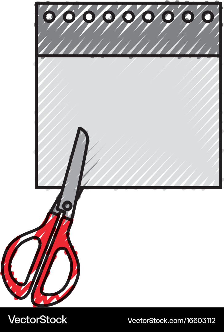 Notebook sheet with scissor vector image
