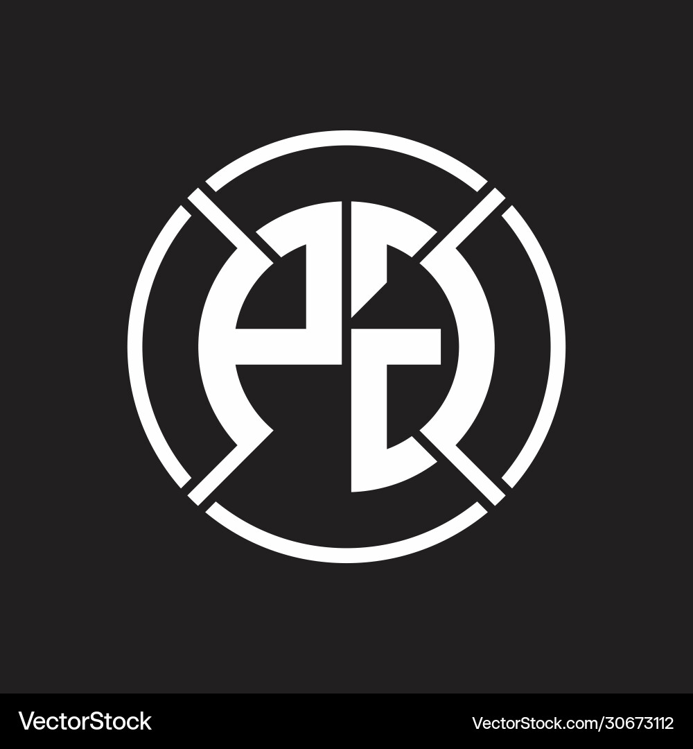 Pg logo monogram with four part circle slash vector image