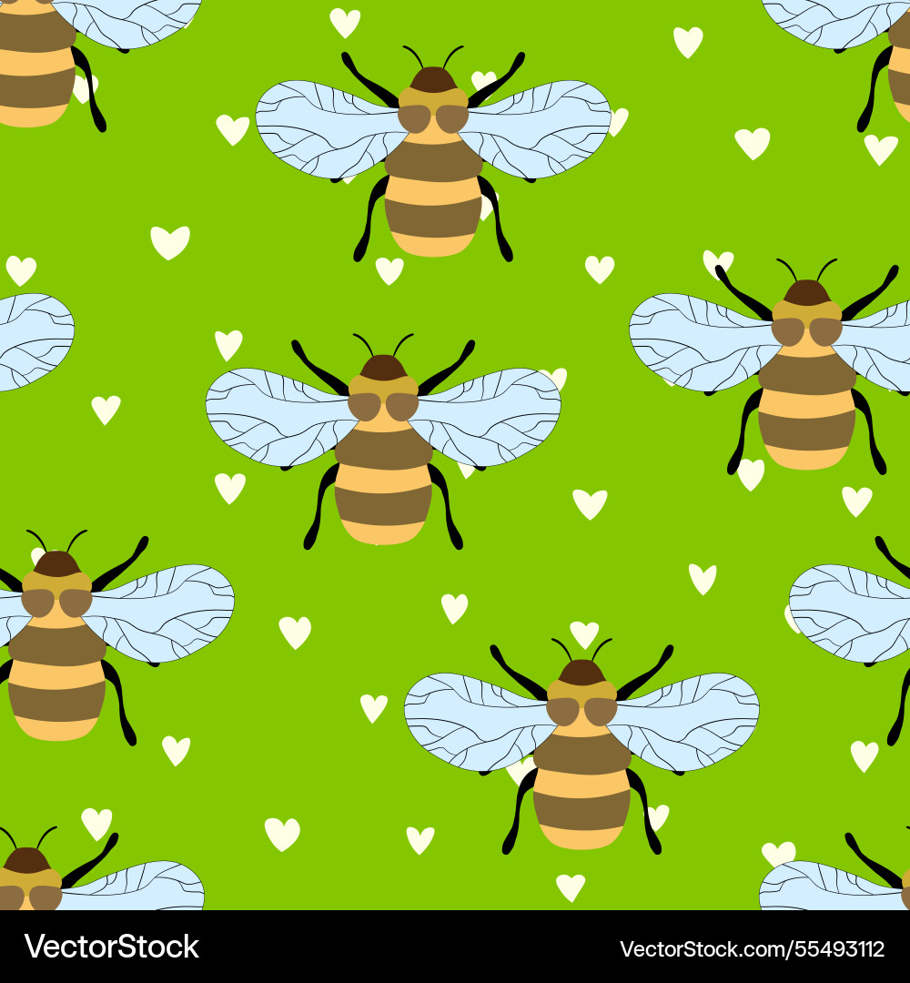 Seamless pattern with bees on color background Seamless pattern with bees on color background vector image