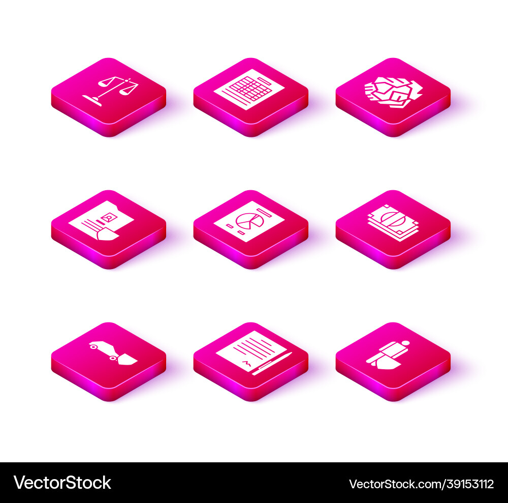 Set car with shield contract pen document graph vector image