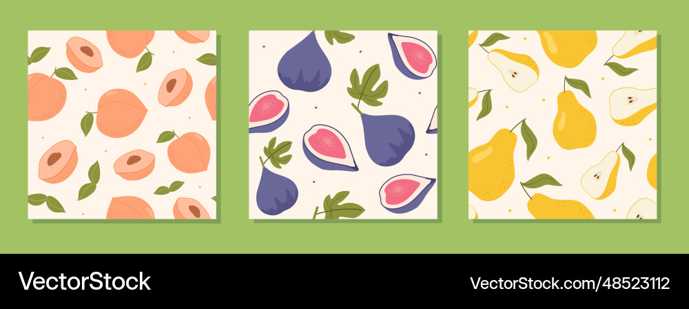 Set of seamless patterns with fruits Set of seamless patterns with fruits vector image