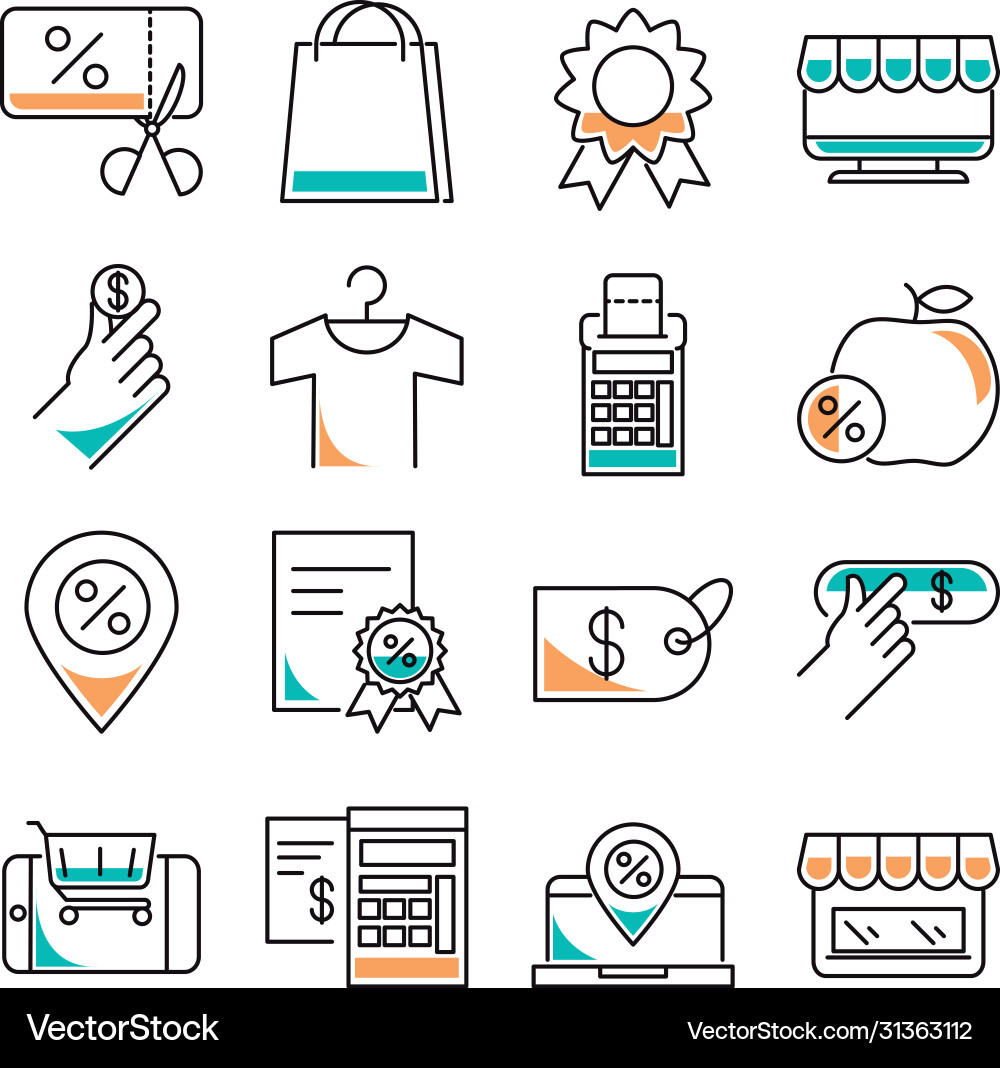Shopping line style icon set design vector image