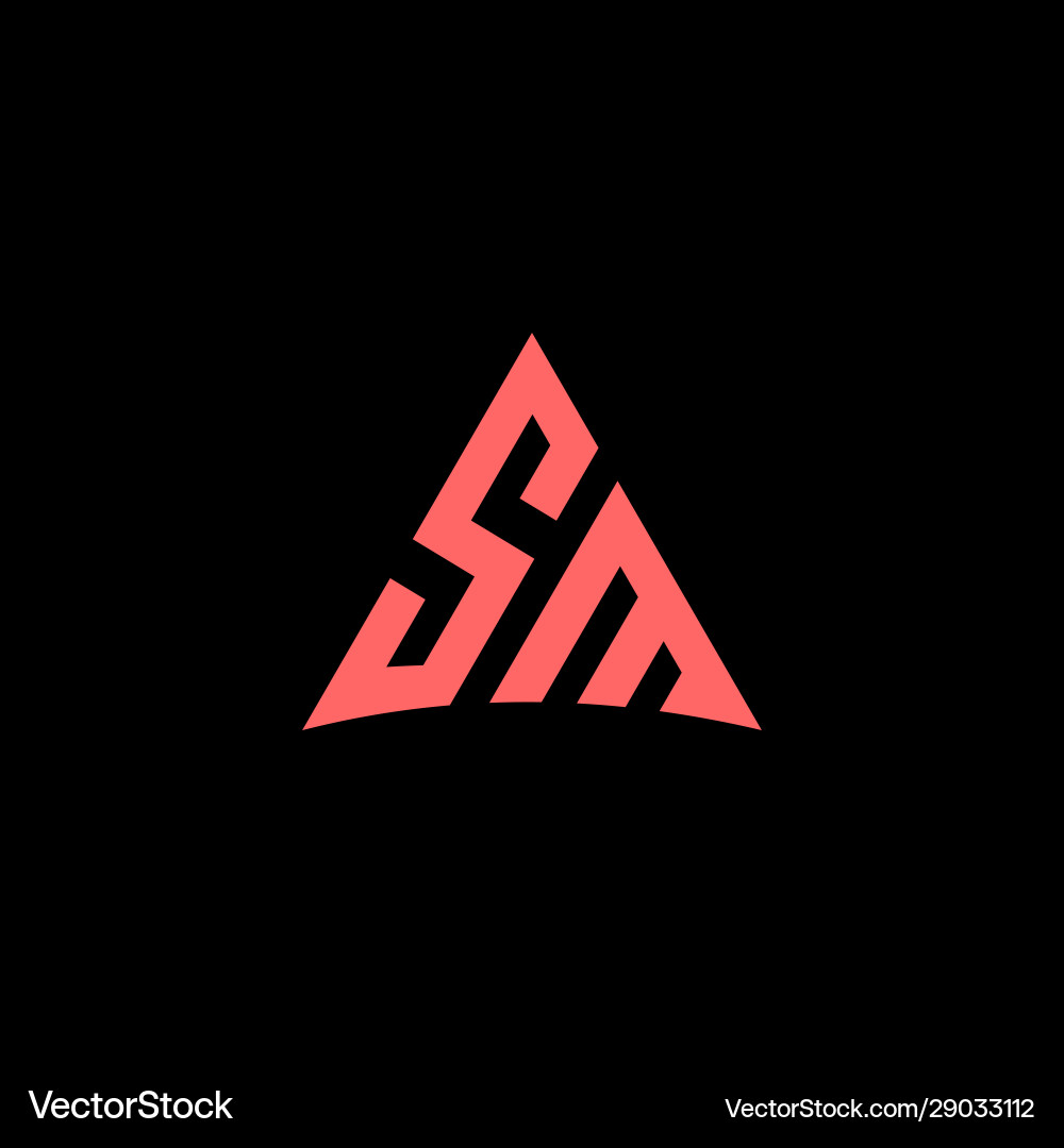 SM Initial Linked Triangle Logo vector image
