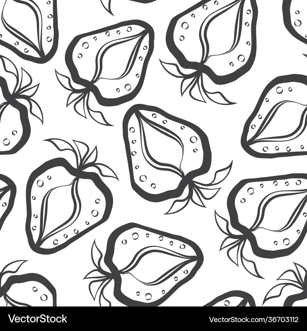 Strawberry linocut seamless pattern Strawberry linocut seamless pattern vector image