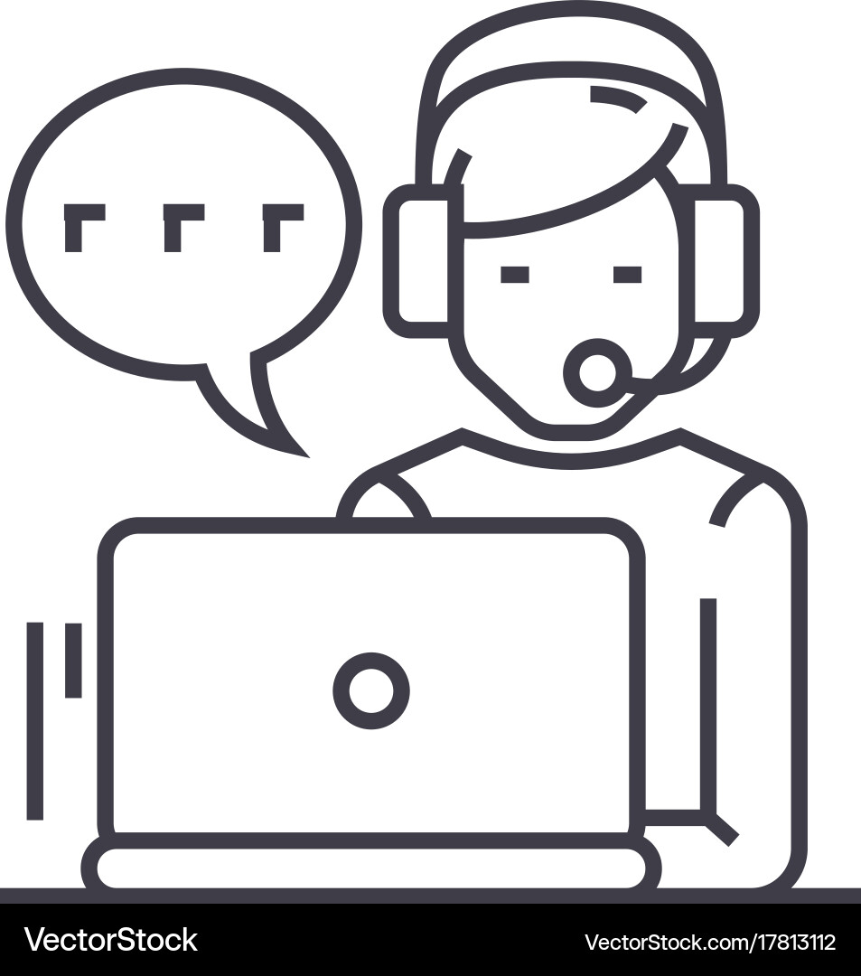 Supportcustomer serviceman with computer vector image