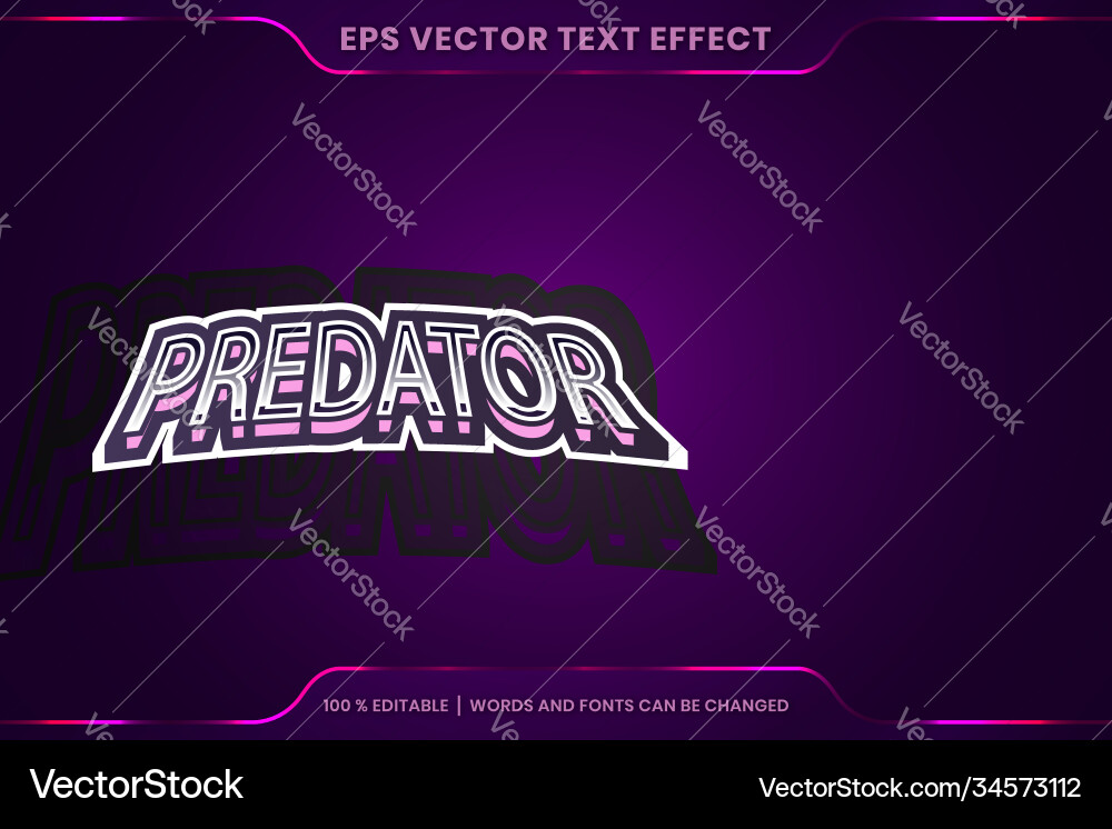 Text effect in predator words font styles theme vector image