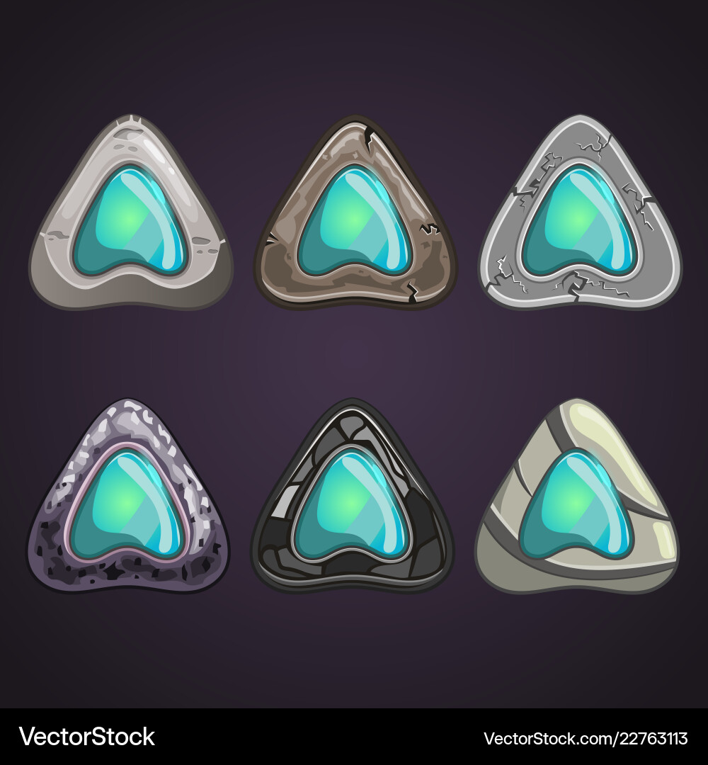Big set of stone pointers with inlaid gems Big set of stone pointers with inlaid gems vector image