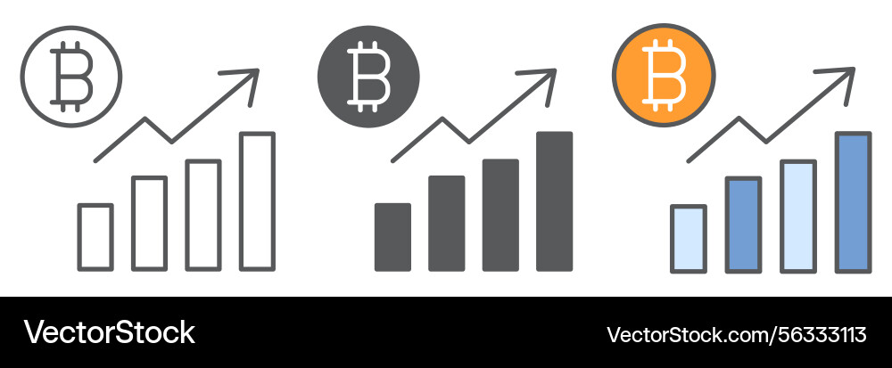 Bitcoin statistics icon collection graph Bitcoin statistics icon collection graph Vector Image