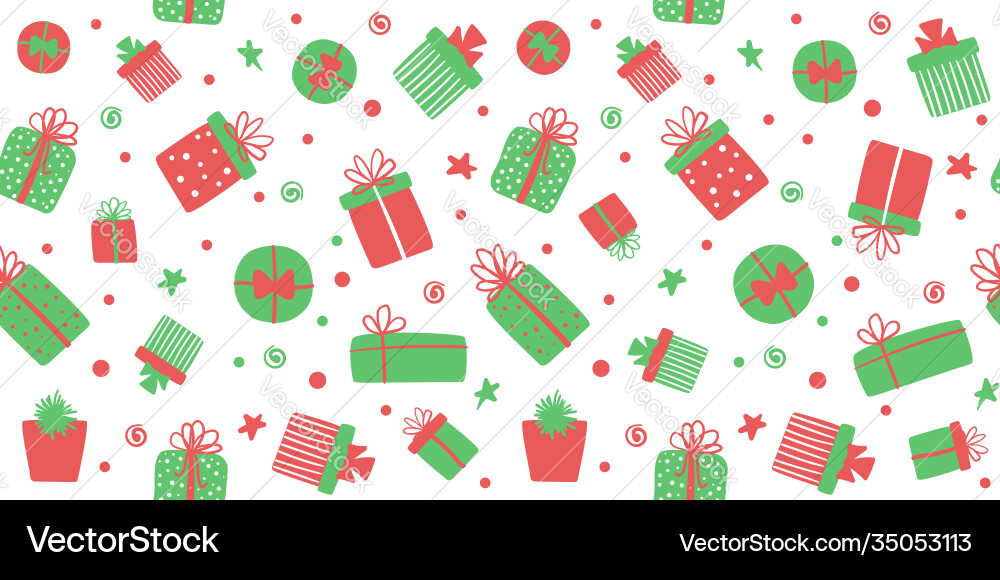 Christmas gift boxes seamless pattern cute Christmas gift boxes seamless pattern cute vector image
