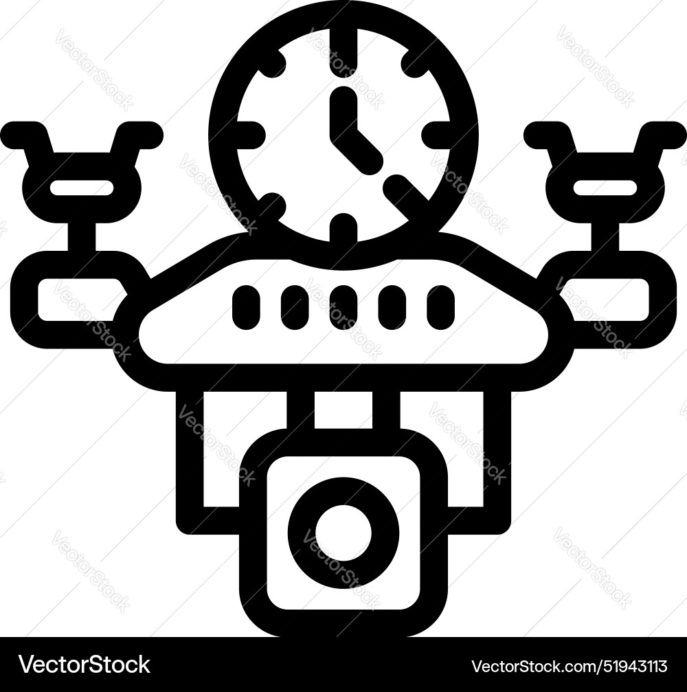 Drone showing remaining flight time with clock Drone showing remaining flight time with clock Vector Image