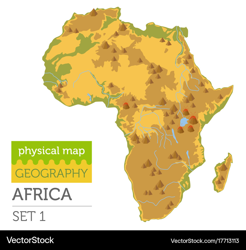Flat africa physical map constructor elements vector image