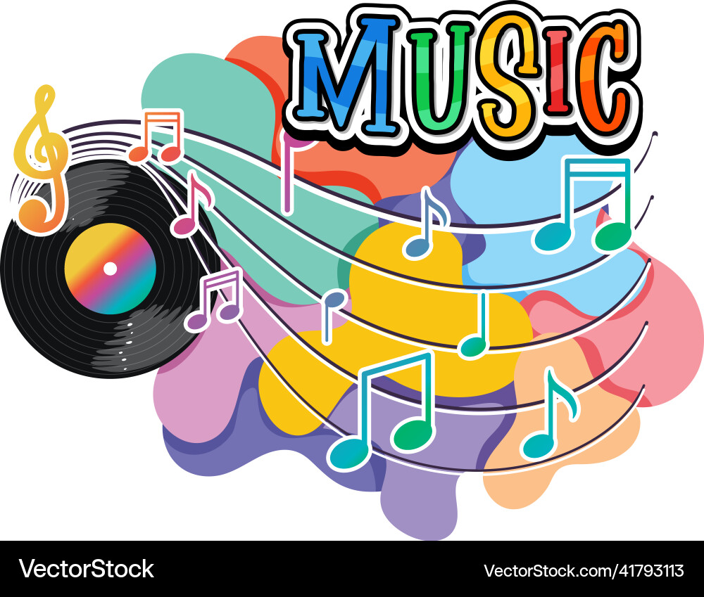 Font design for word music with notes vector image