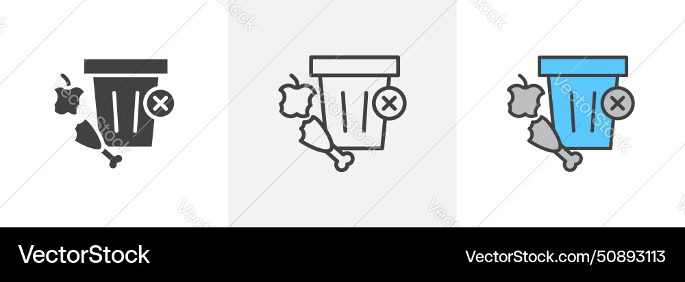 Food waste icon set trash symbol Royalty Free Vector Image