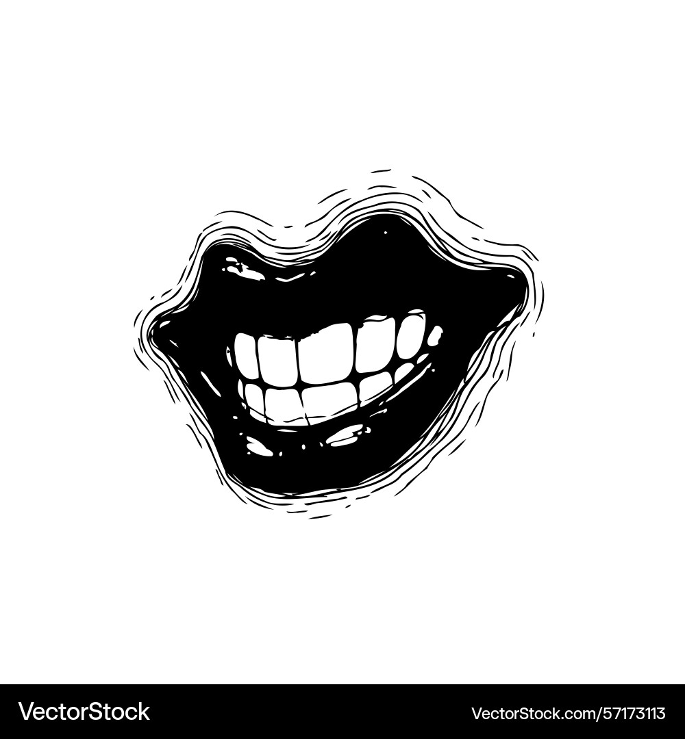 Graphic of a distorted smile with visible teeth Vector Image