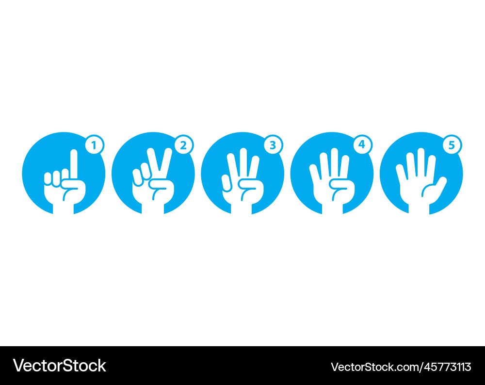 Hand count gesture one two three four five Hand count gesture one two three four five Vector Image