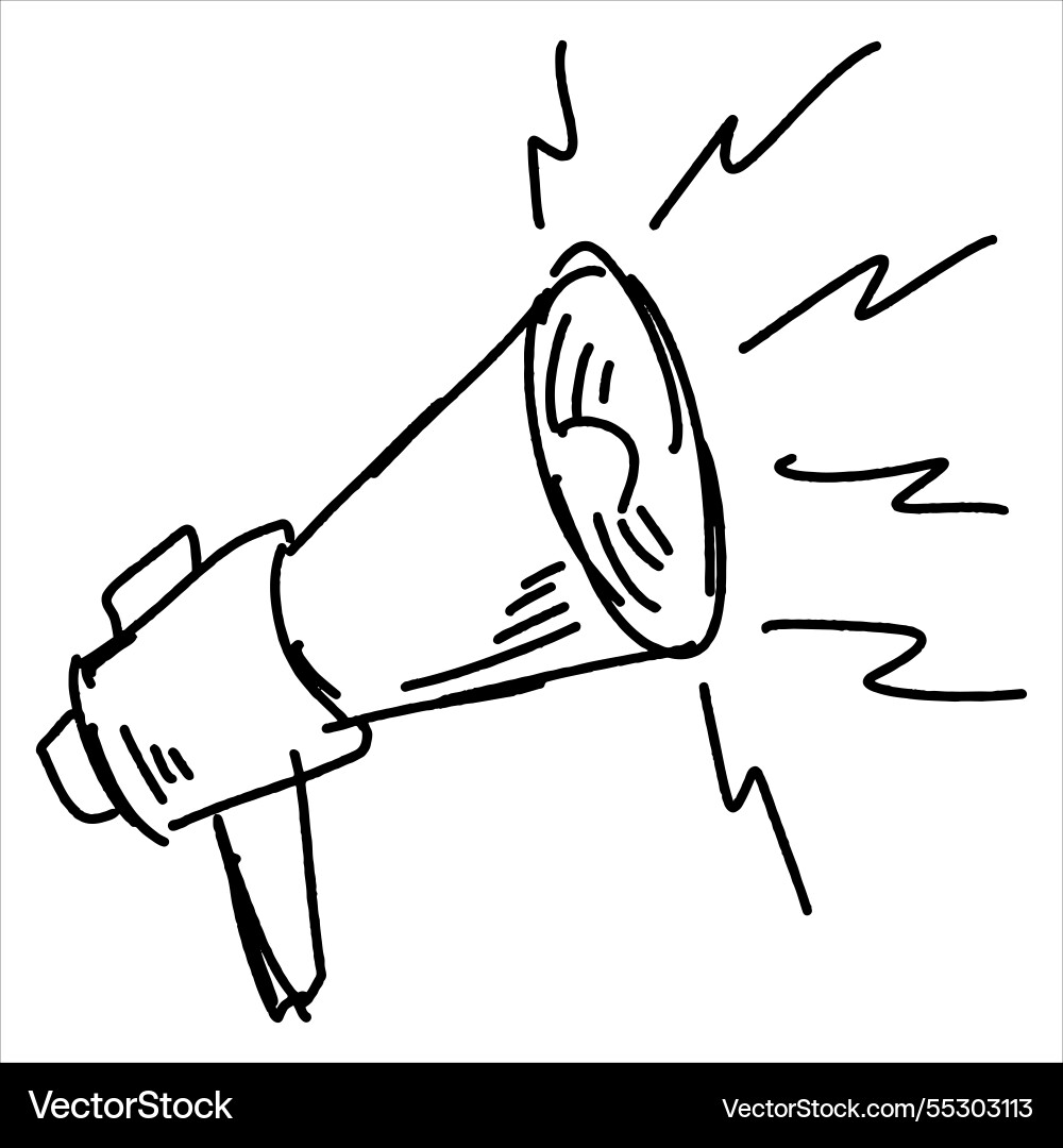 Loudspeaker doodle drawing Loudspeaker doodle drawing vector image