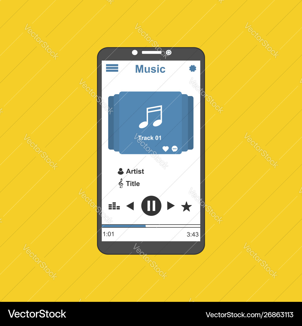 Media player application app template with flat Media player application app template with flat vector image