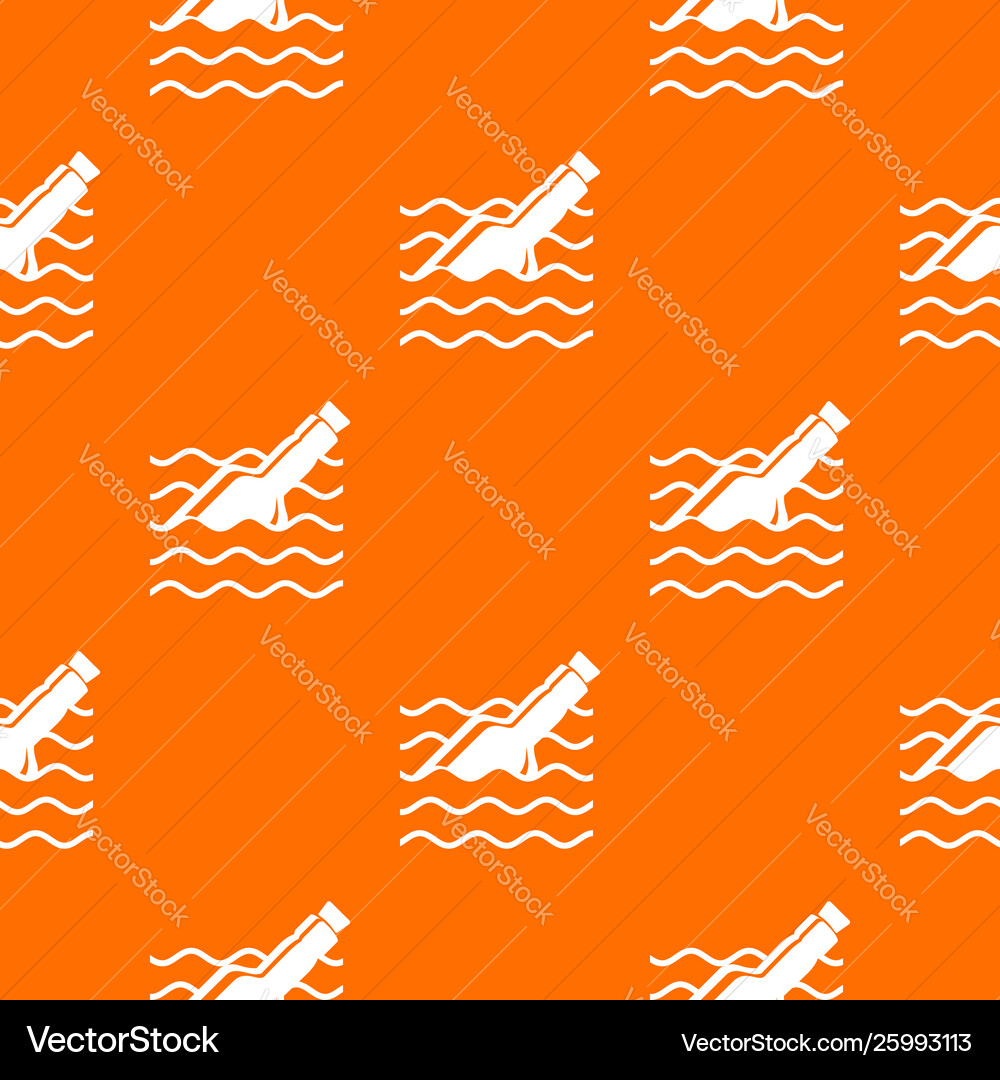 Message in bottle pattern orange Message in bottle pattern orange vector image