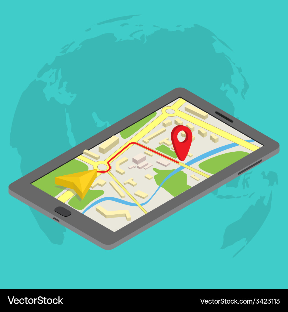 Mobile GPS Navigation Maps vector image