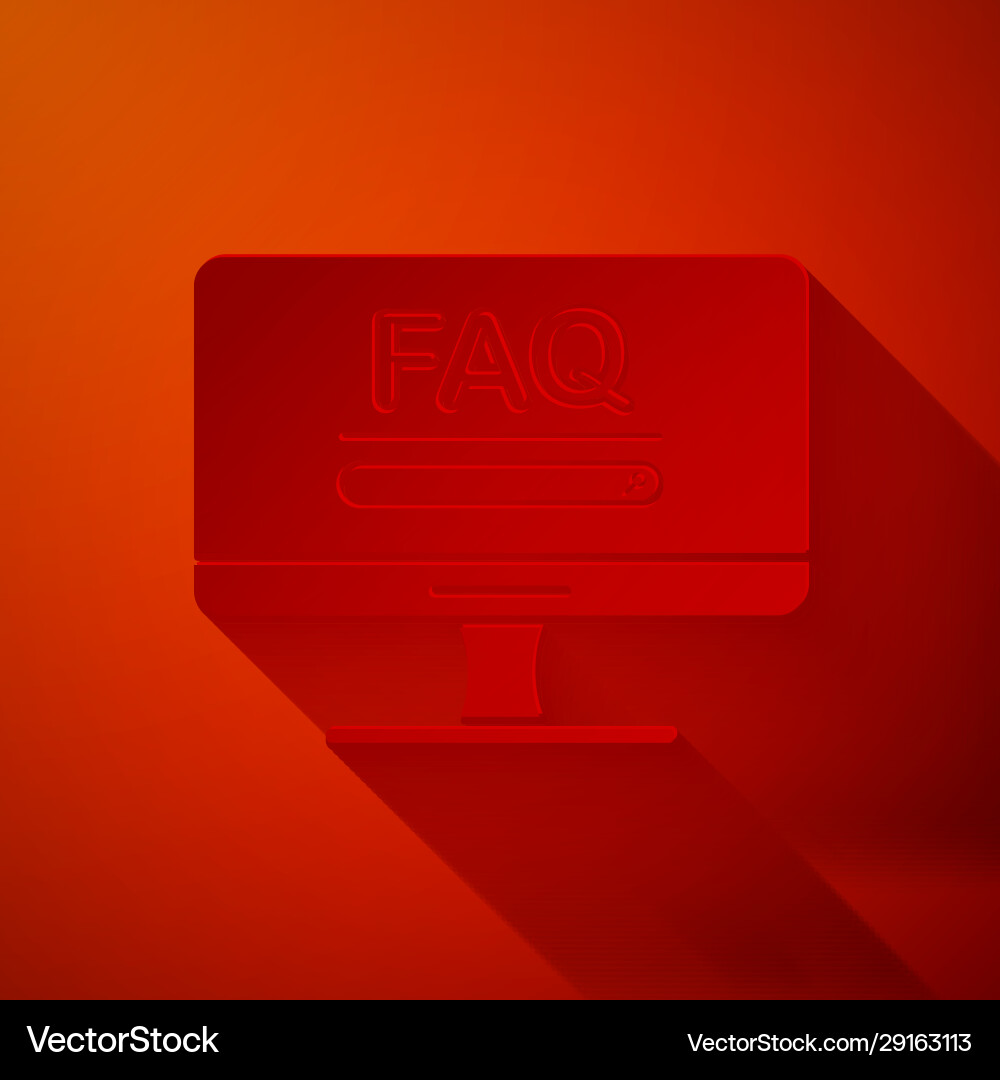 Paper cut computer monitor with text faq Paper cut computer monitor with text faq vector image