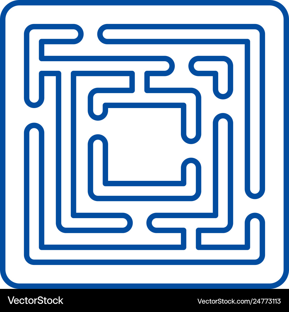Path in maze line icon concept Path in maze line icon concept vector image
