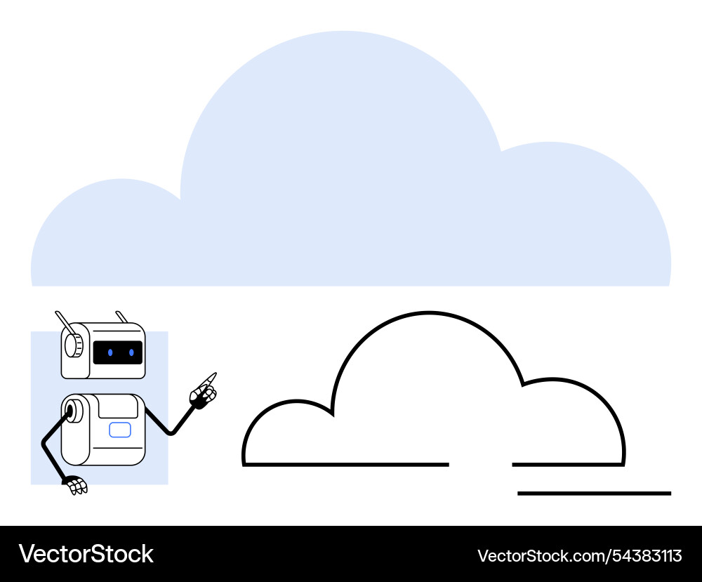 Robot interacting with cloud computing icons Vector Image
