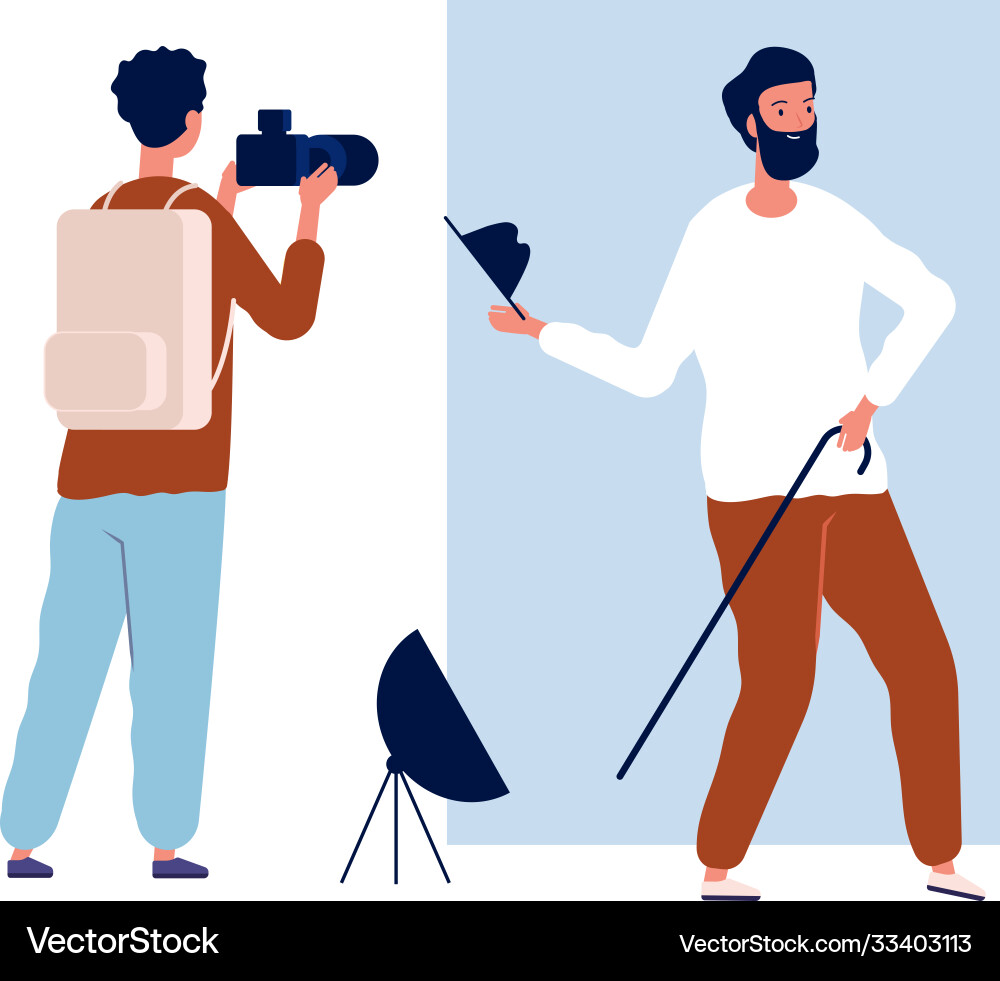 Schauspieler Fotosession männlicher Fotograf Schauspieler Fotosession männlicher Fotograf vektorbild