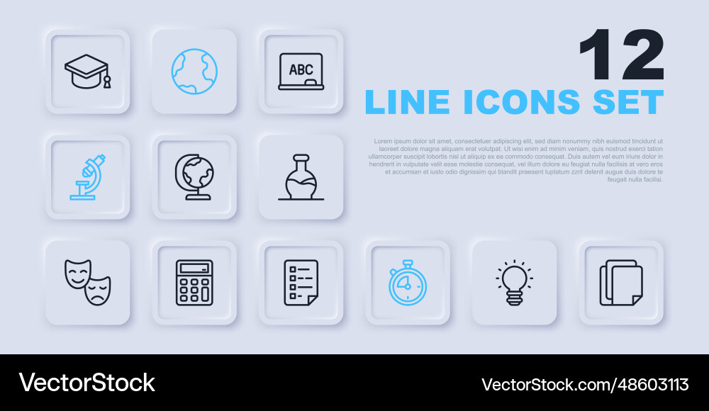 Set line creative lamp light idea file document Set line creative lamp light idea file document Vector Image