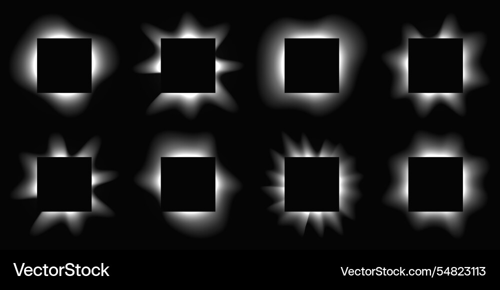 Set of square illuminate light frames Set of square illuminate light frames vector image