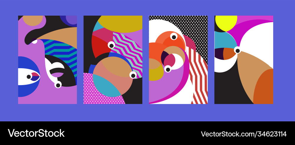 Abstract colorful geometric and curvy pattern Vector Image