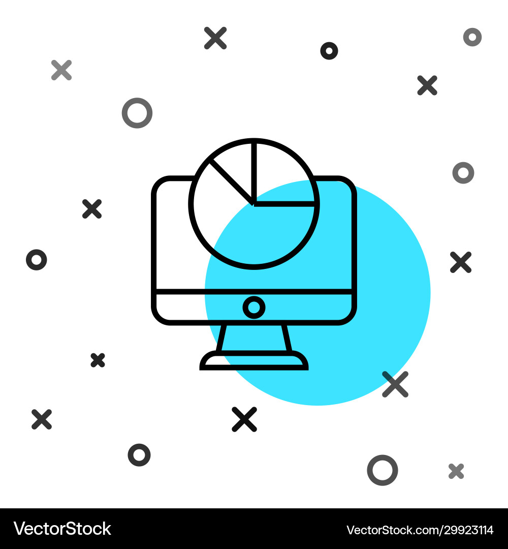Black Line Computermonitor mit Diagramm-Diagramm-Symbol Black Line Computermonitor mit Diagramm-Diagramm-Symbol vektorbild