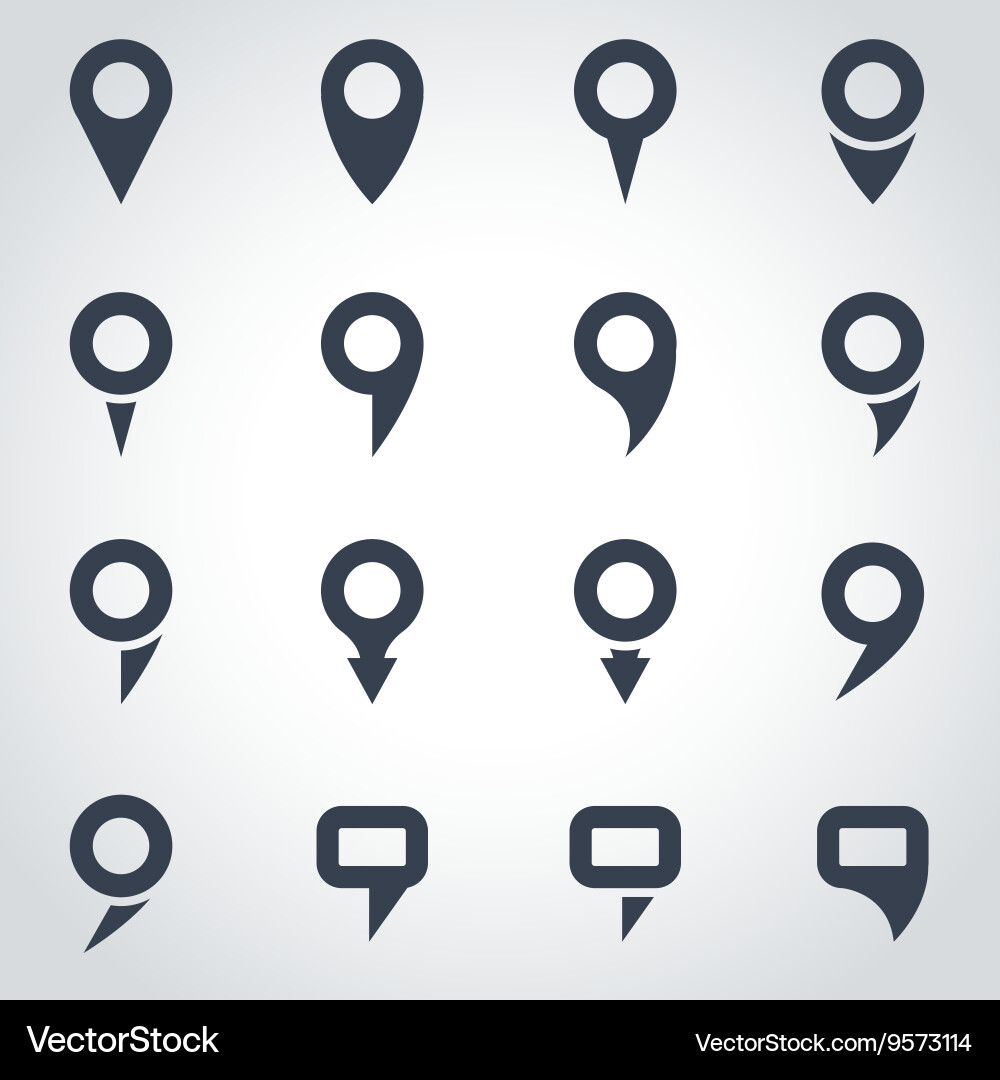 Black map pointer icon set vector image