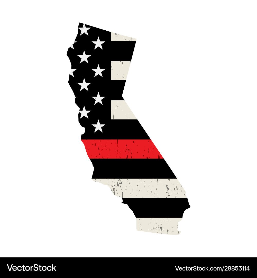 California Firefighter Support Flag Vector Image