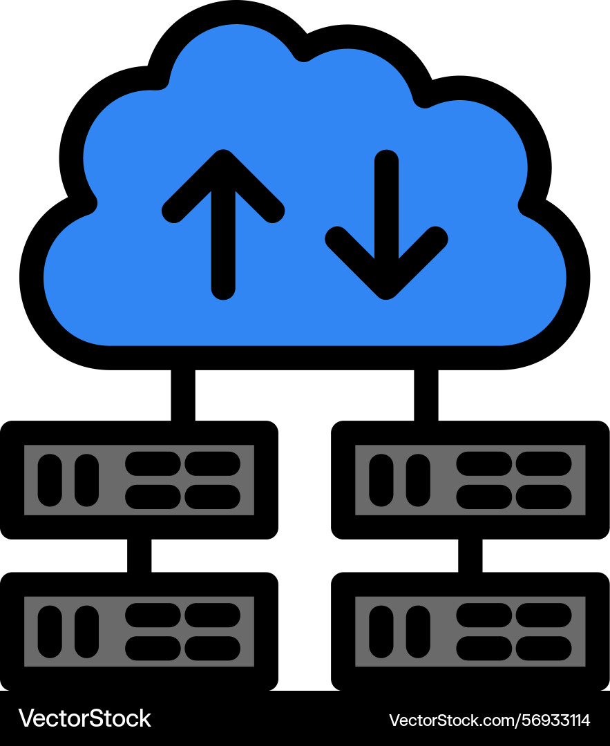 Cloud workload line filled style icon design Vector Image