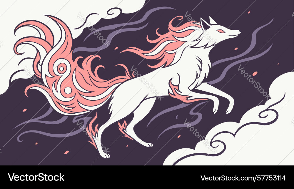Dynamic mythical fox art design generative ai Vector Image
