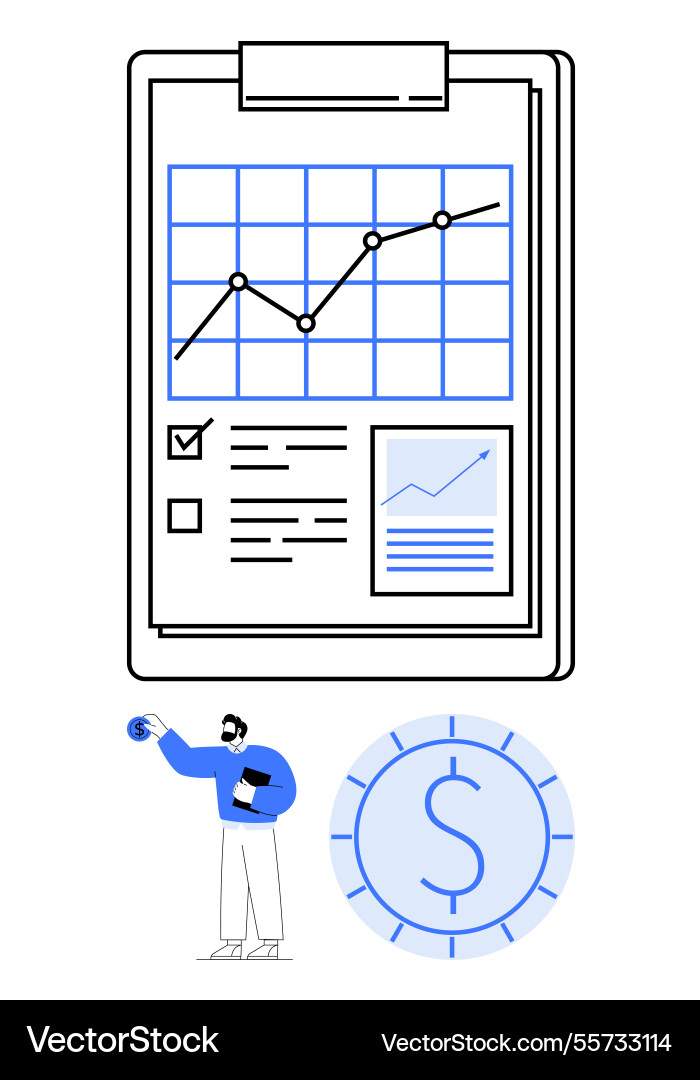 Financial report analysis with chart progress Financial report analysis with chart progress Vector Image