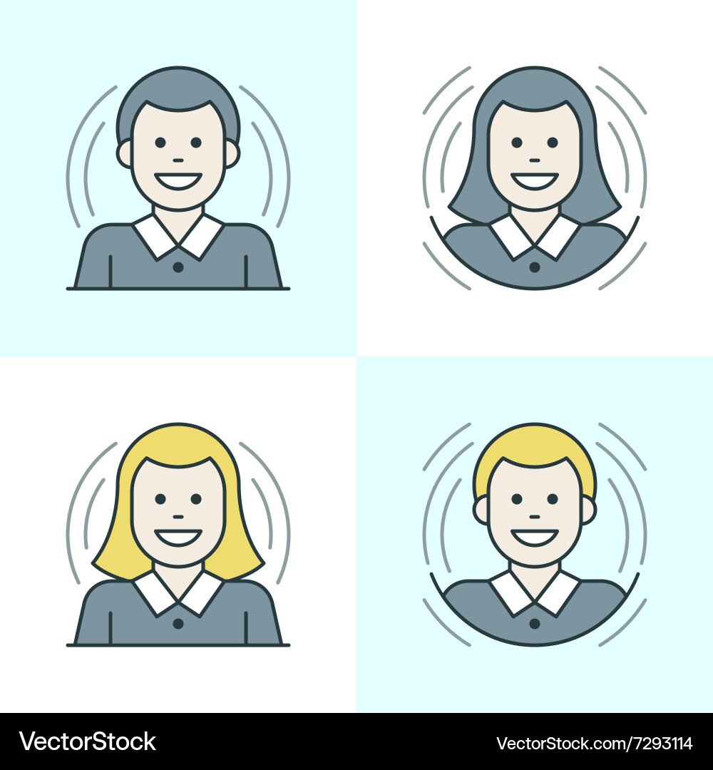 Flat line icons set thin linear stroke vector image