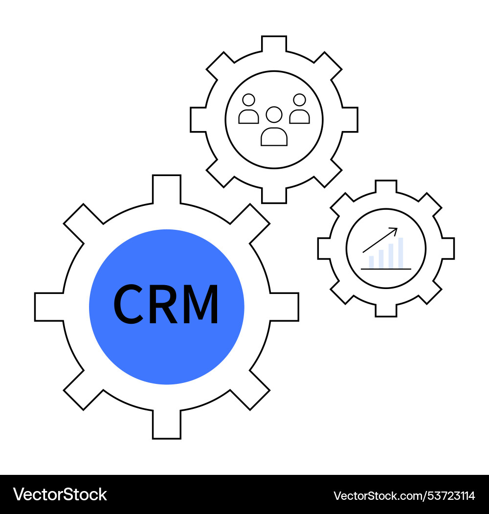Gears integrating crm with team and growth Gears integrating crm with team and growth vector image