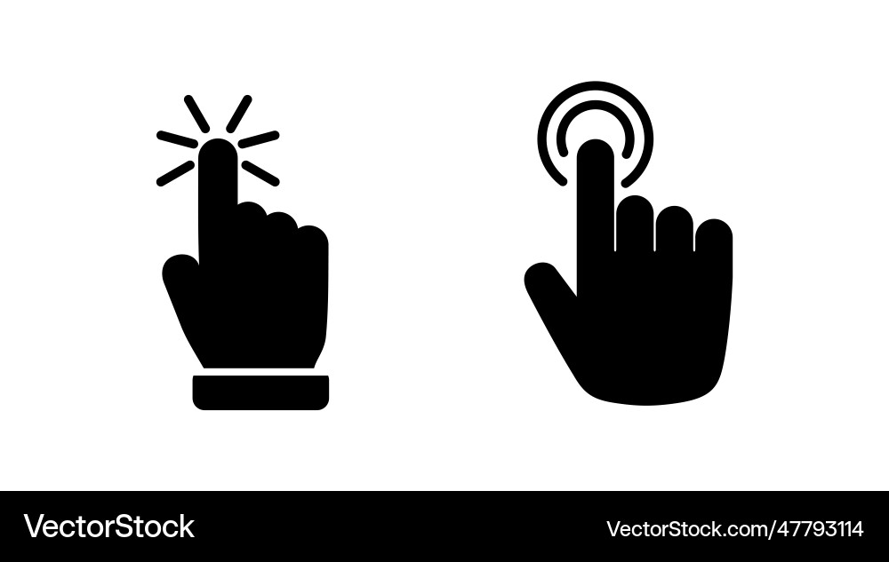 Hand click icon clicking finger pointer Hand click icon clicking finger pointer vector image