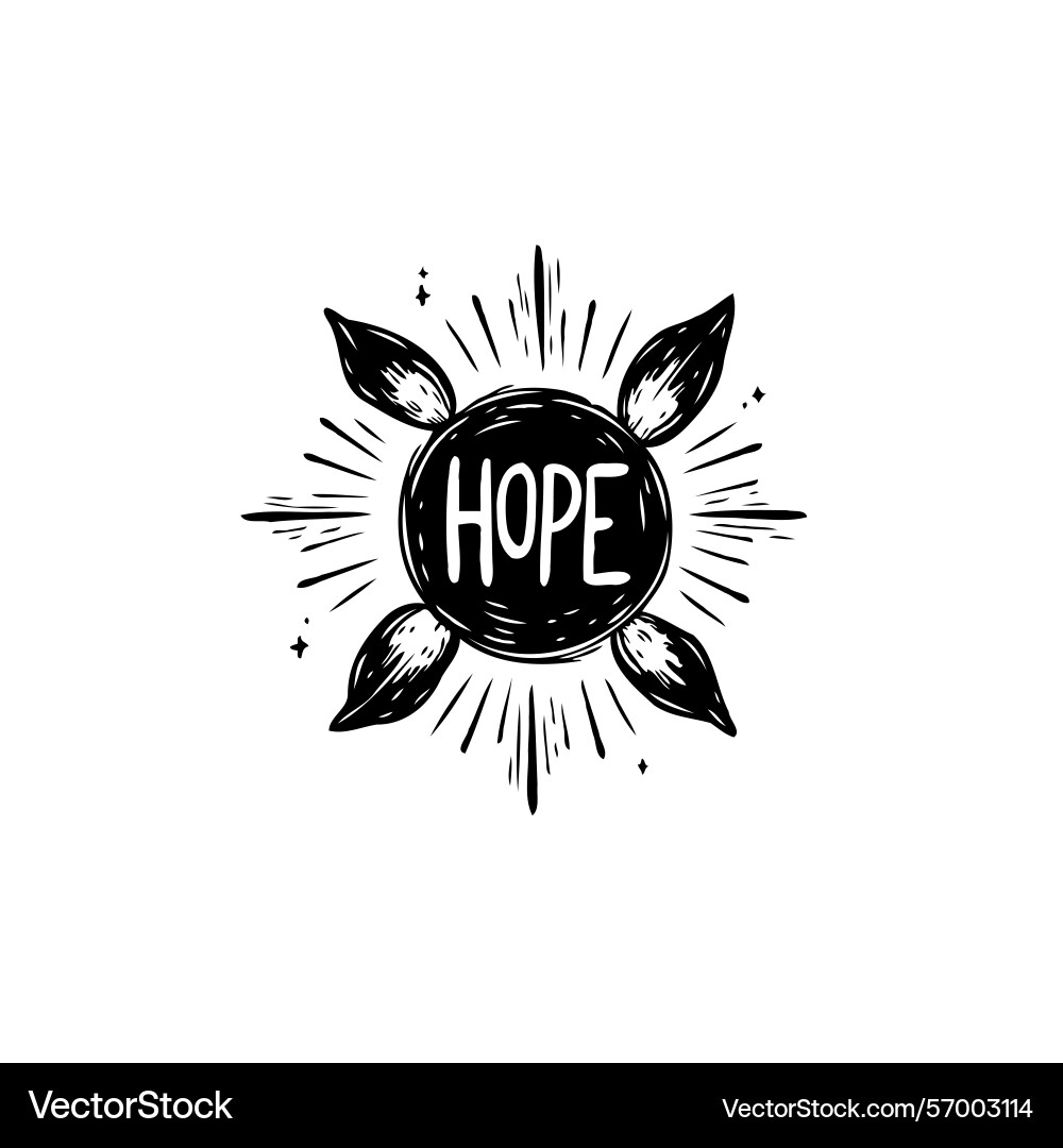 Hope with burst design and circular element Hope with burst design and circular element Vector Image
