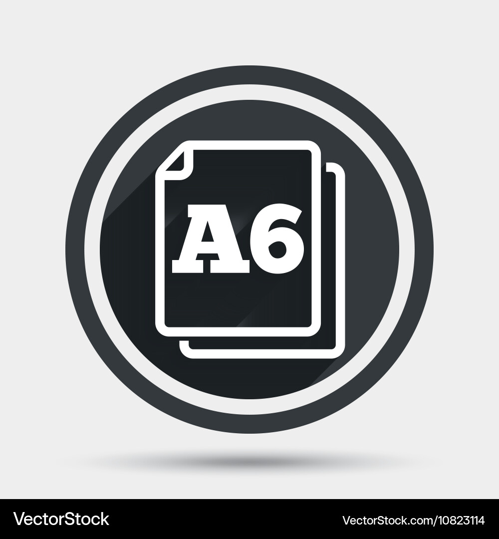 Paper size a6 standard icon document symbol Vector Image