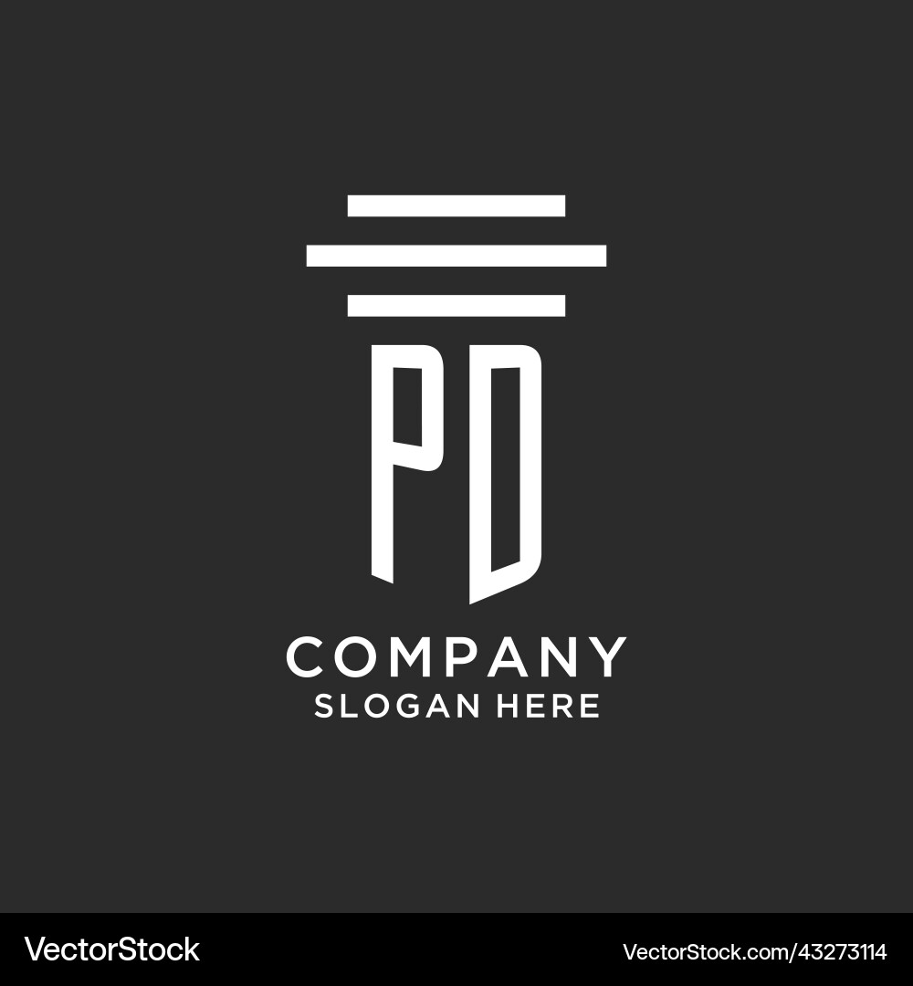 Pd initials with simple pillar logo design Pd initials with simple pillar logo design Vector Image
