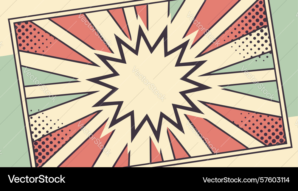 Pop art burst with radial lines and dynamic vector image