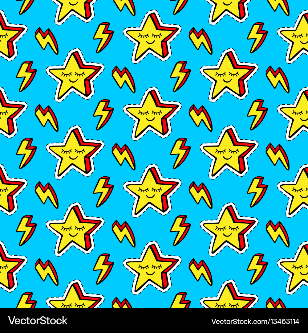 Retro Star Patches Pattern vector image
