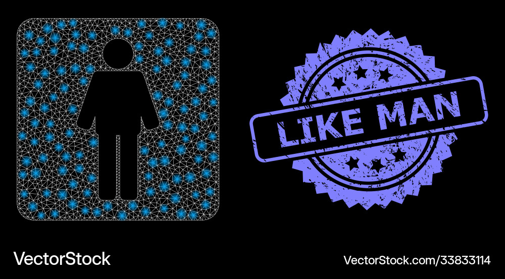 Rubber like man stamp and bright web net Rubber like man stamp and bright web net vector image