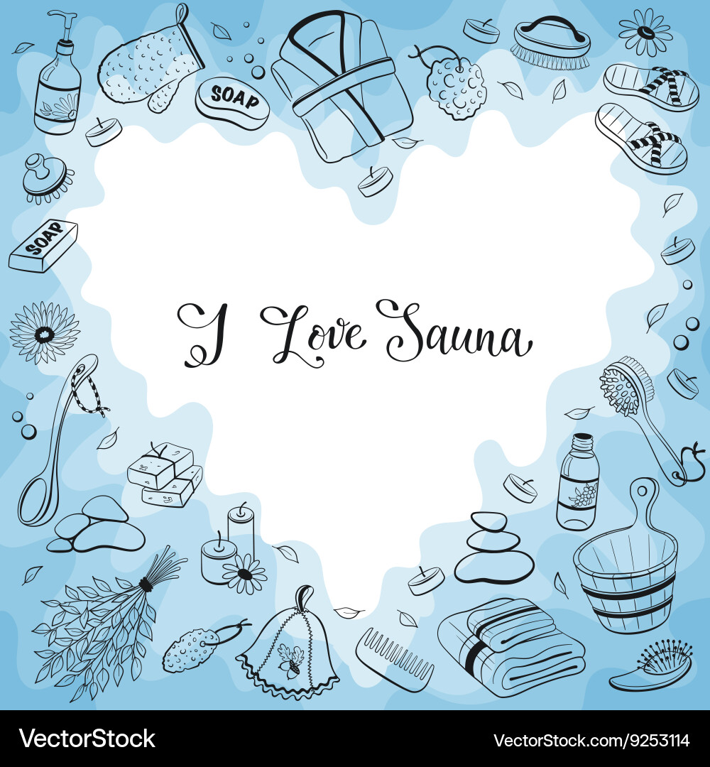 Sauna objects collection vector image