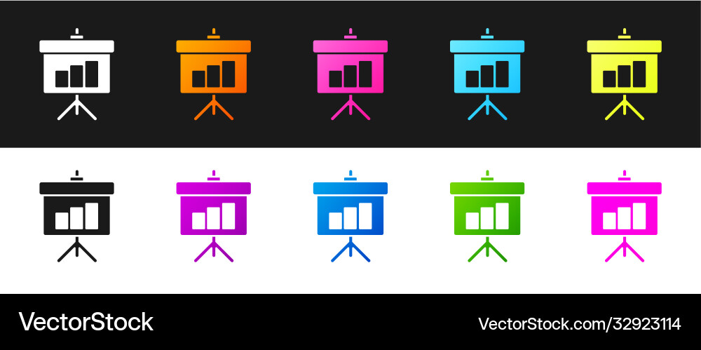Set presentation board with graph schedule chart Set presentation board with graph schedule chart vector image