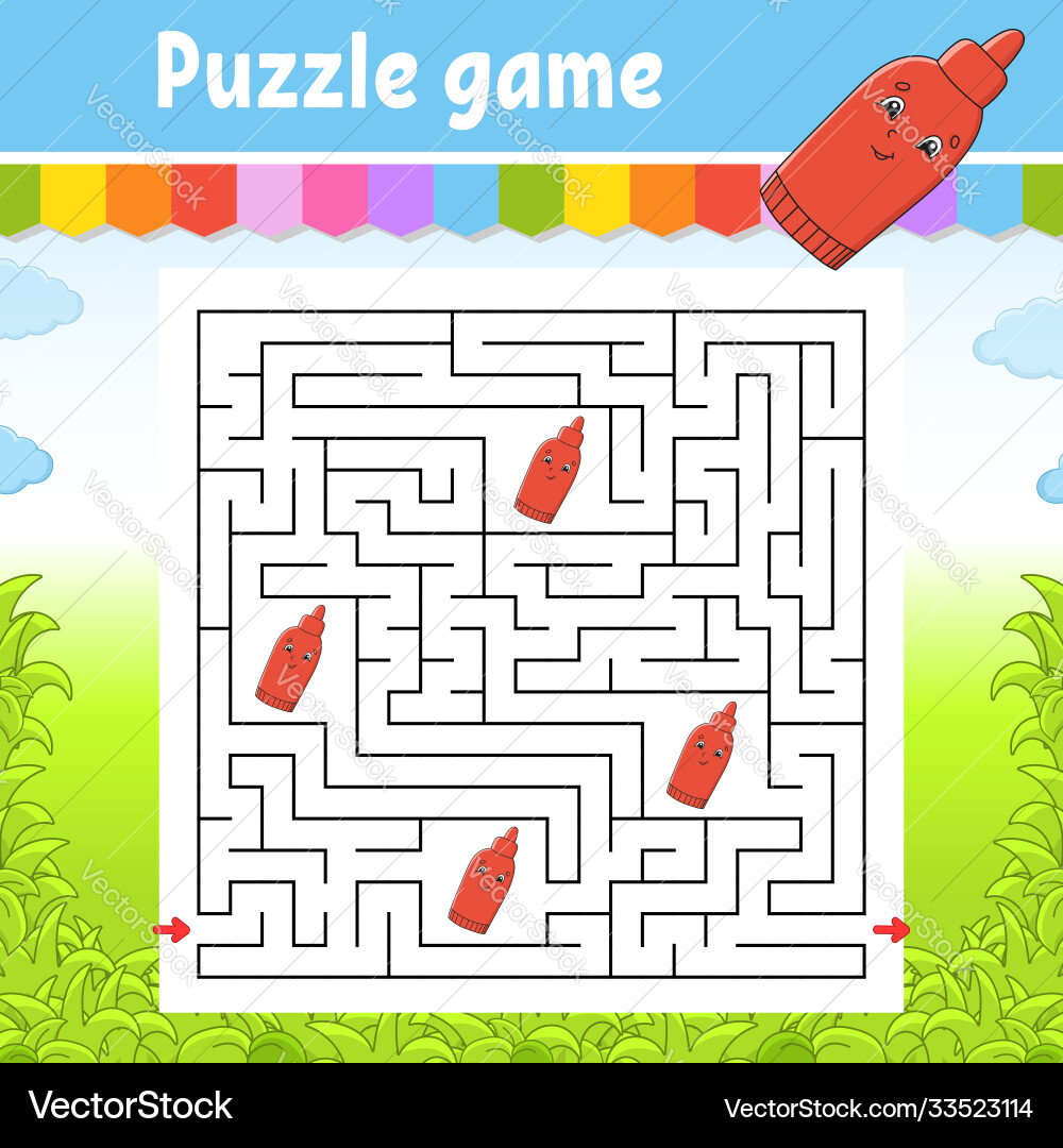 Square maze game for kids puzzle children Square maze game for kids puzzle children vector image