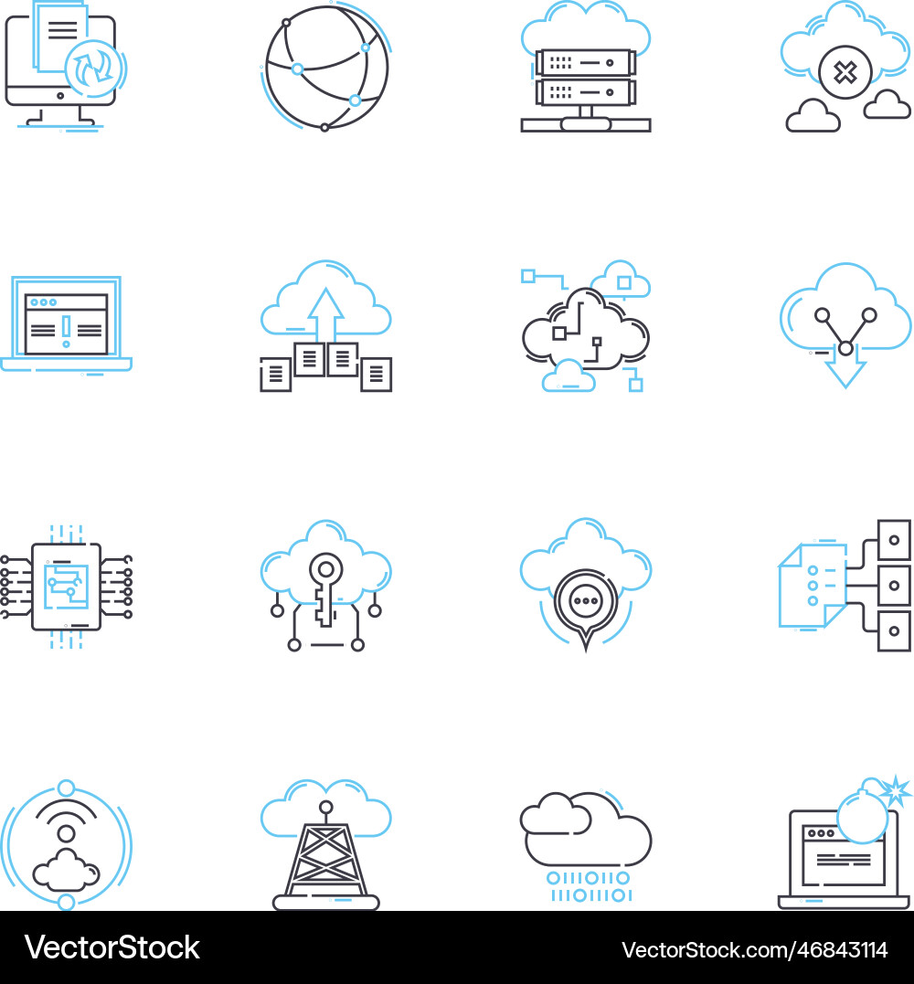 System security linear icons set encryption System security linear icons set encryption vector image